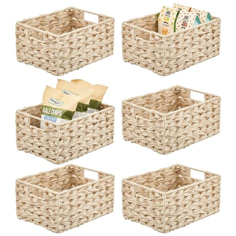 mDesign Woven Farmhouse Kitchen Pantry Food Storage 